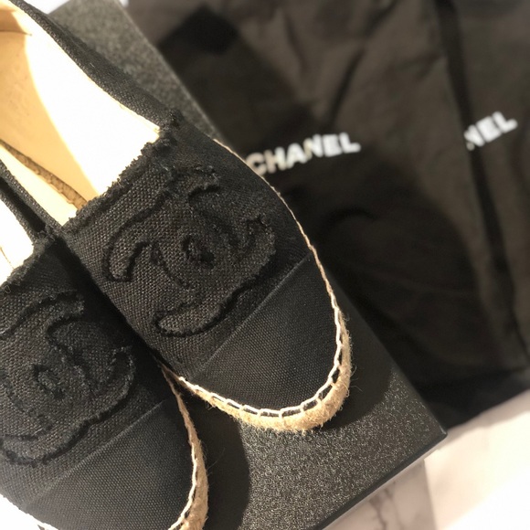 Chanel Espadrilles Sz 9 (Black Linen) - Picture 3 of 8